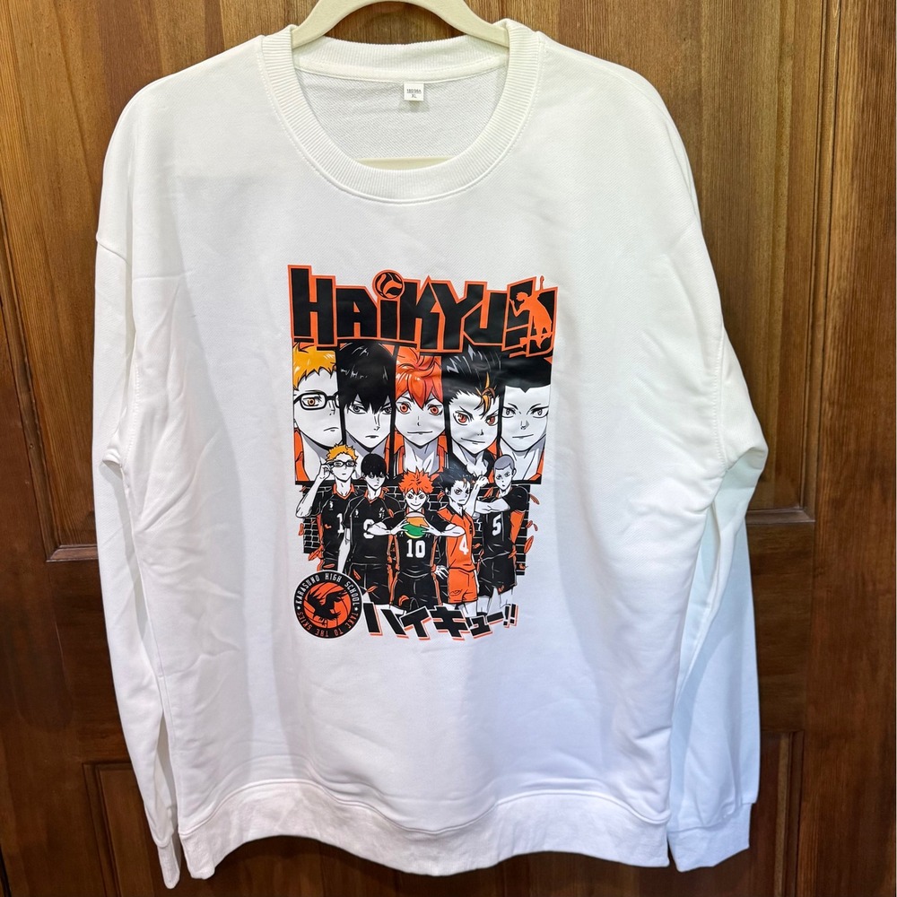 Haikyuu‎ NWOT Anime Graphic Sweatshirt White Karasuno High School Volleyball XL